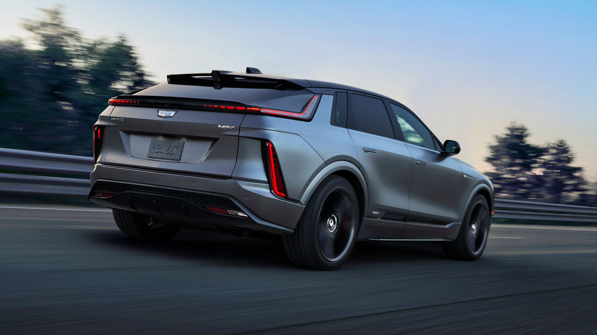2026 Cadillac Lyriq-V rear three-quarter angle