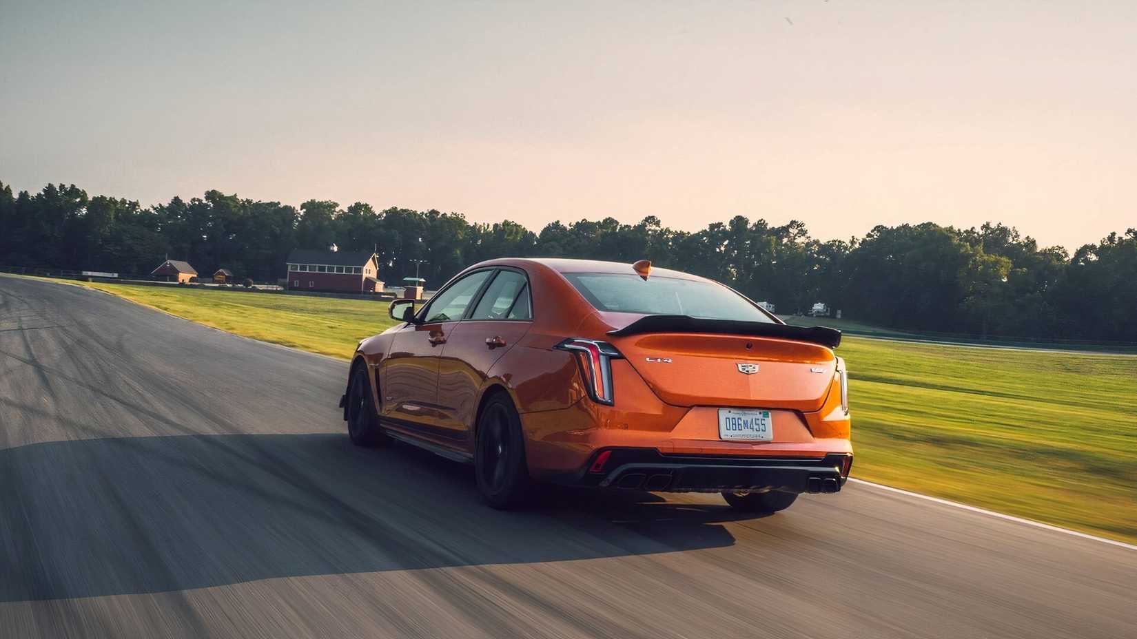 2026 Cadillac CT4-V Blackwing Rear Angle View orange