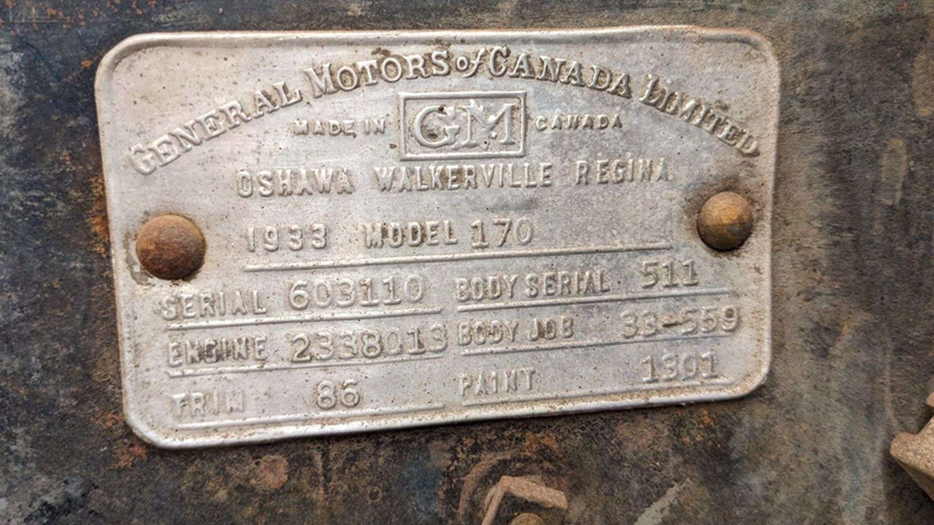 Боковая табличка Chevrolet Sedan 1933 года