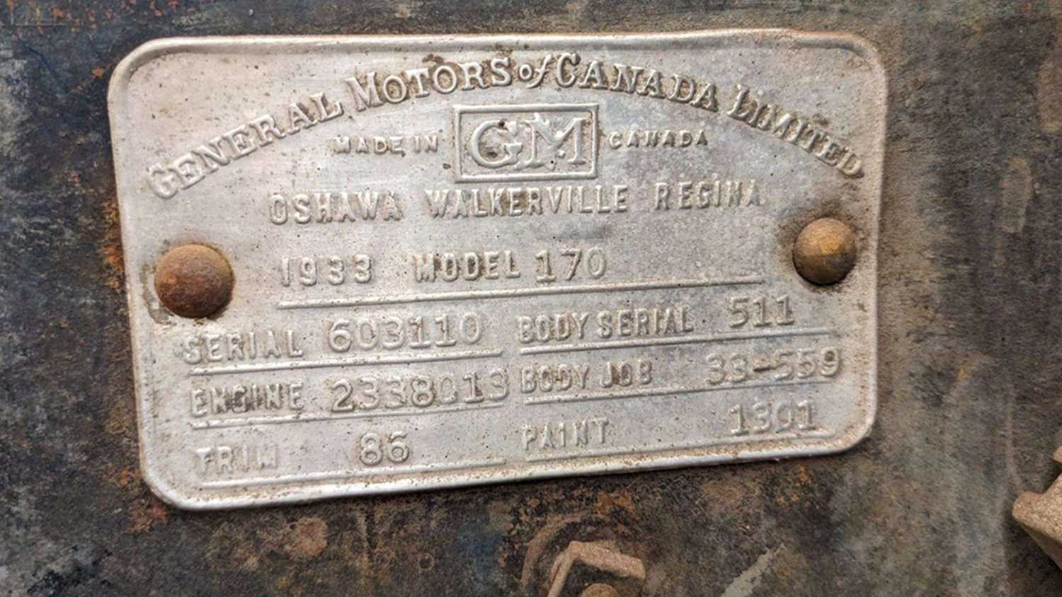 Боковая табличка Chevrolet Sedan 1933 года