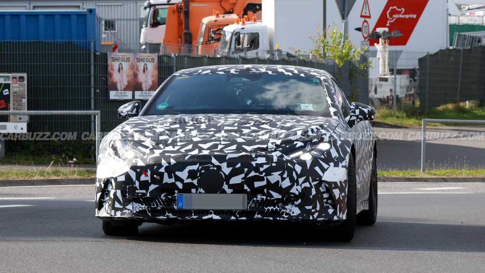Mercedes-AMG GT Prototype Spotted With A Hood Full Of Holes