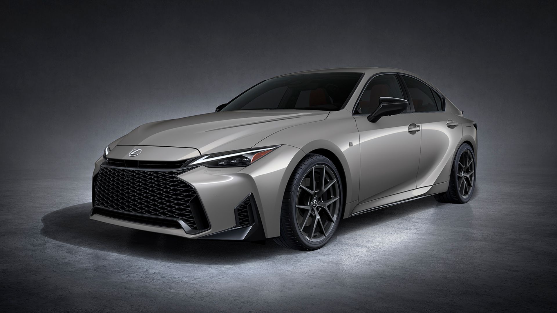 2026 Lexus IS 350 F Sport front three-quarter studio shot