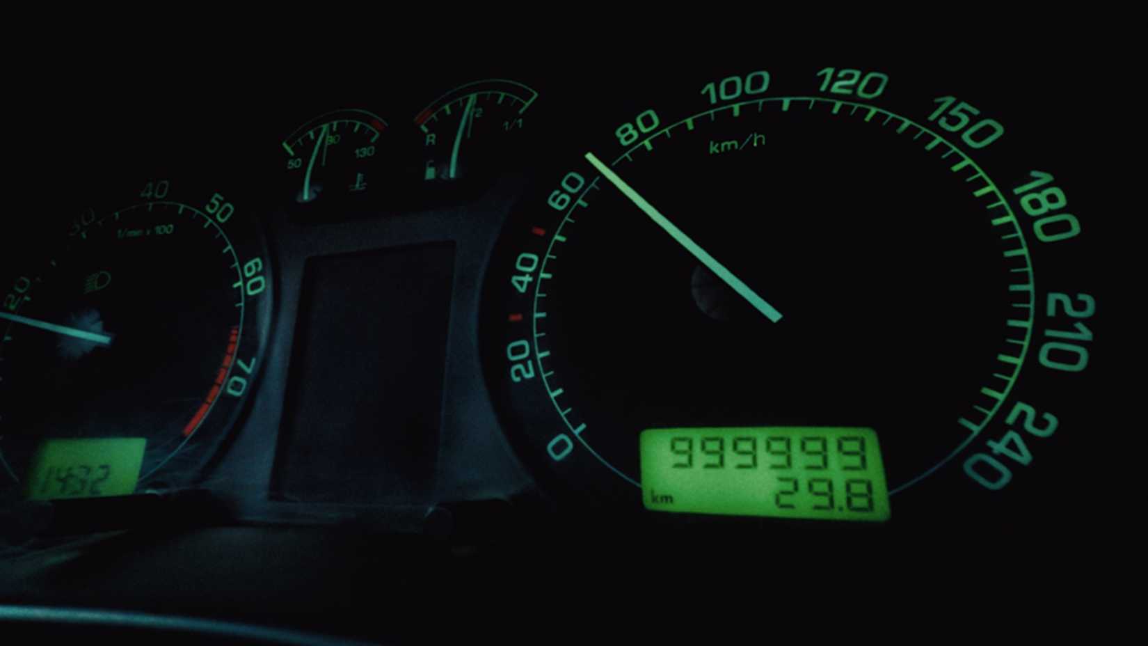 High-Mileage Skoda Octavia odometer shot