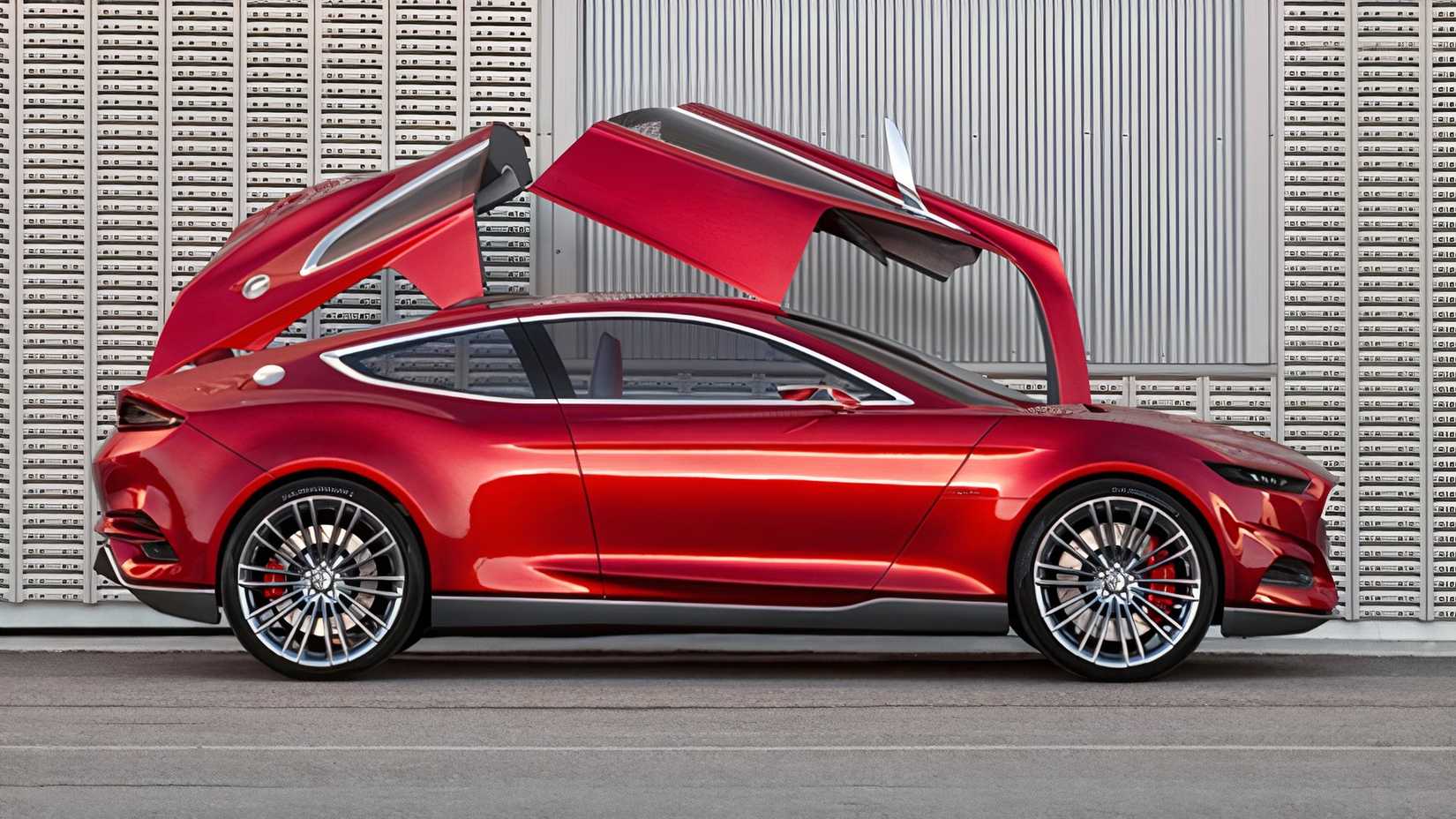 Red 2011 Ford Evos Concept side