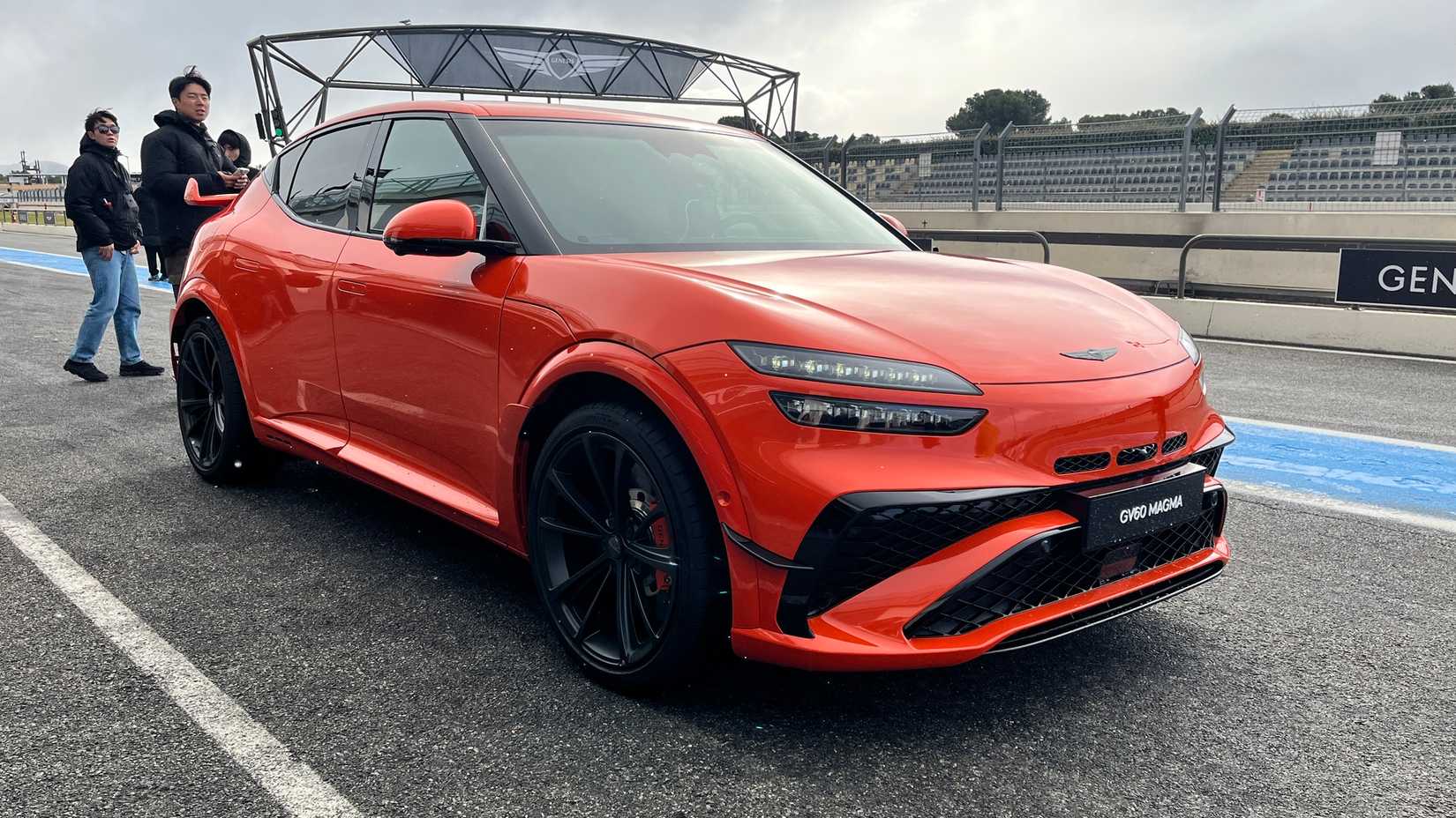 Genesis GV60 Magma front three-quarter