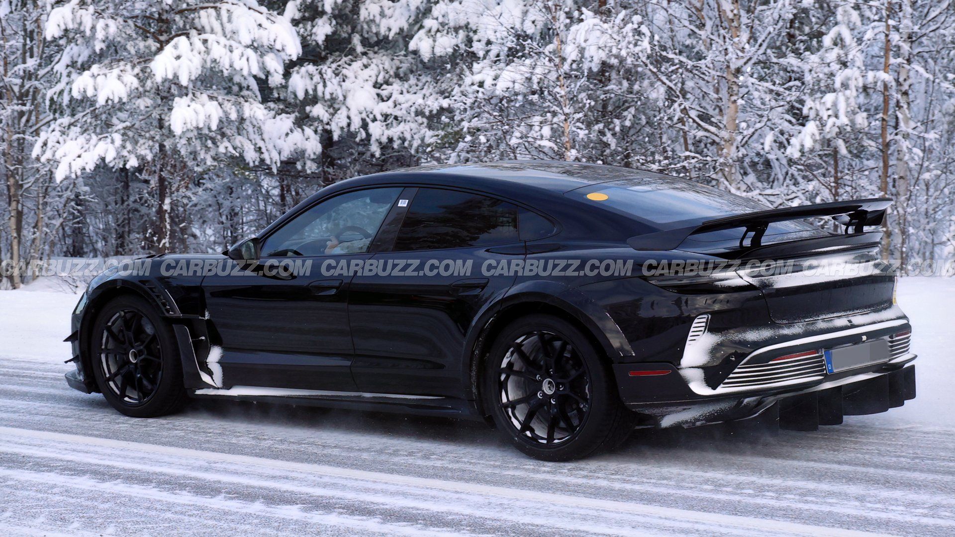 Porsche Taycan GT4 RS Prototype Spied Wearing Aggressive Aero Parts