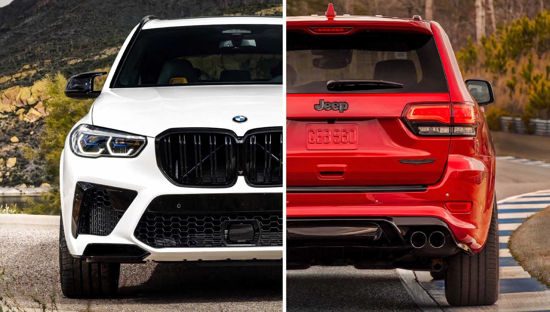 BMW X5 M vs Jeep Grand Cherokee Trackhawk: 중고 고성능 SUV 대결