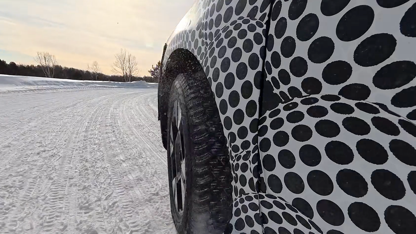 Ford Universal Vehicle EV Pickup Testing In The Snow tire