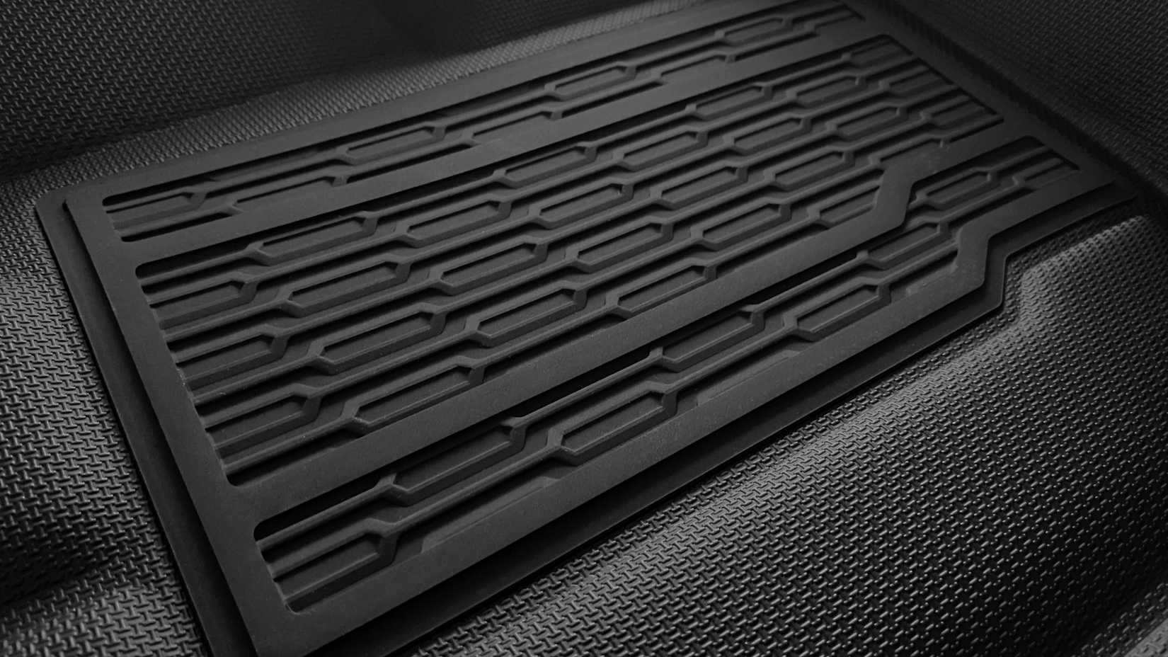 Close-up of a heel pad on a Tuxmat premium floor mat