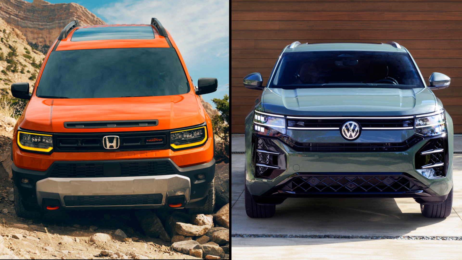 Porównanie dwurzędowych SUV-ów średniej wielkości: 2027 VW Atlas Cross Sport uzyskuje moc w ofercie, aby pokonać Honda Passport