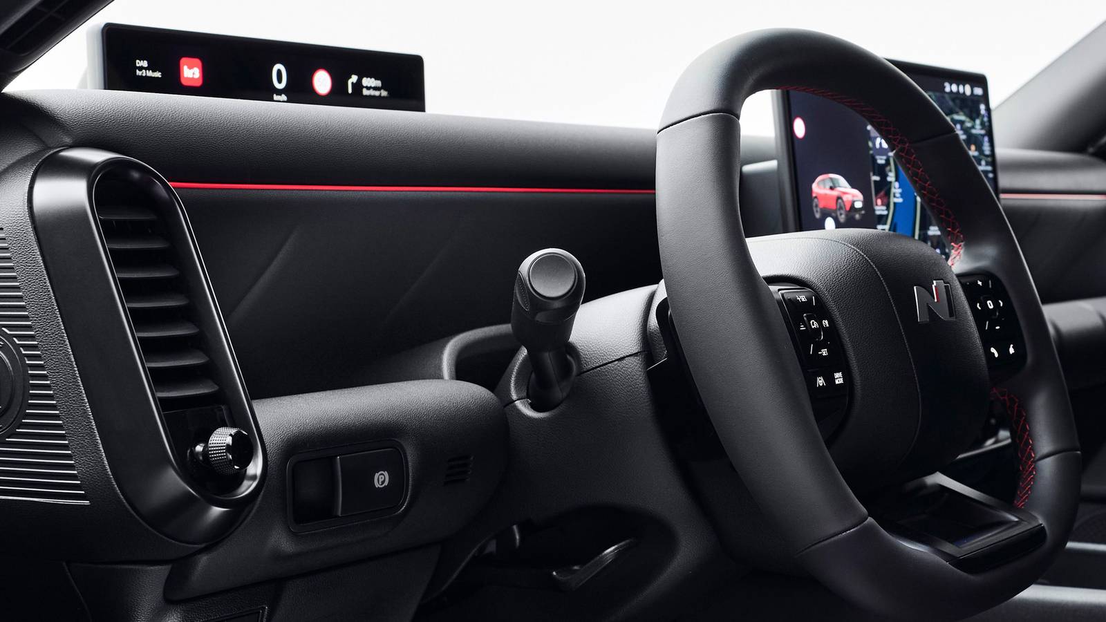 Hyundai Ioniq 3 con display di guida opzionale, interni dell'auto, strumenti di guida