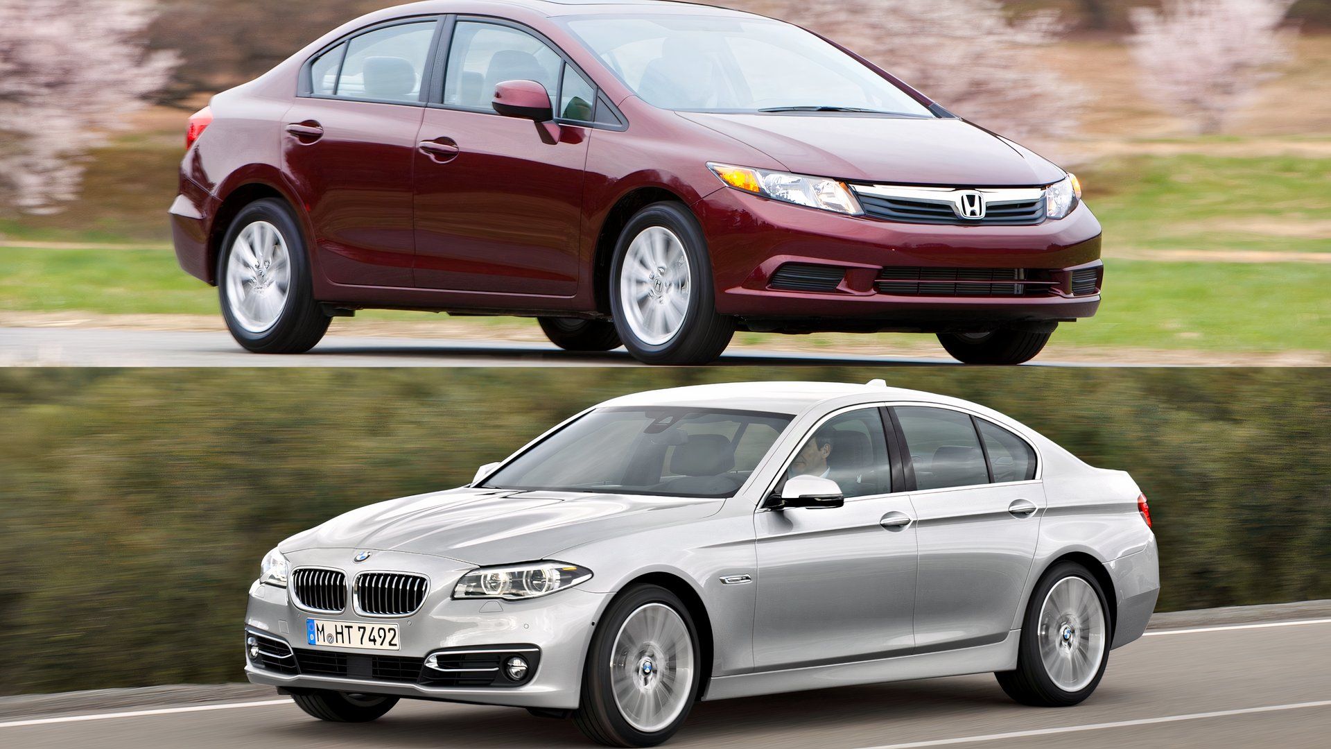 Rozsądny Honda Civic kontra podwójnie turbodoładowany BMW serii 5 – oba za 7500 $