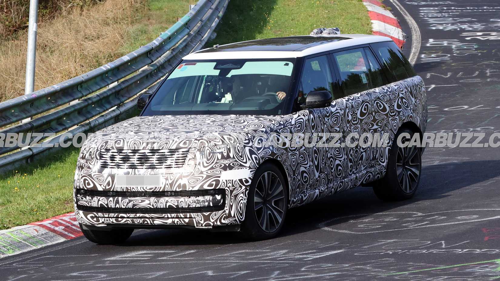 Prototipo del land rover range rover, vista frontal de tres cuartos