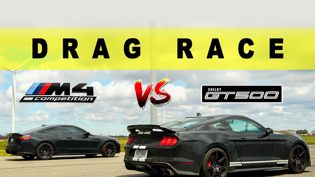 Ford Mustang Shelby GT500 Vs. BMW M4 Competition Drag Race Isn't Even Close