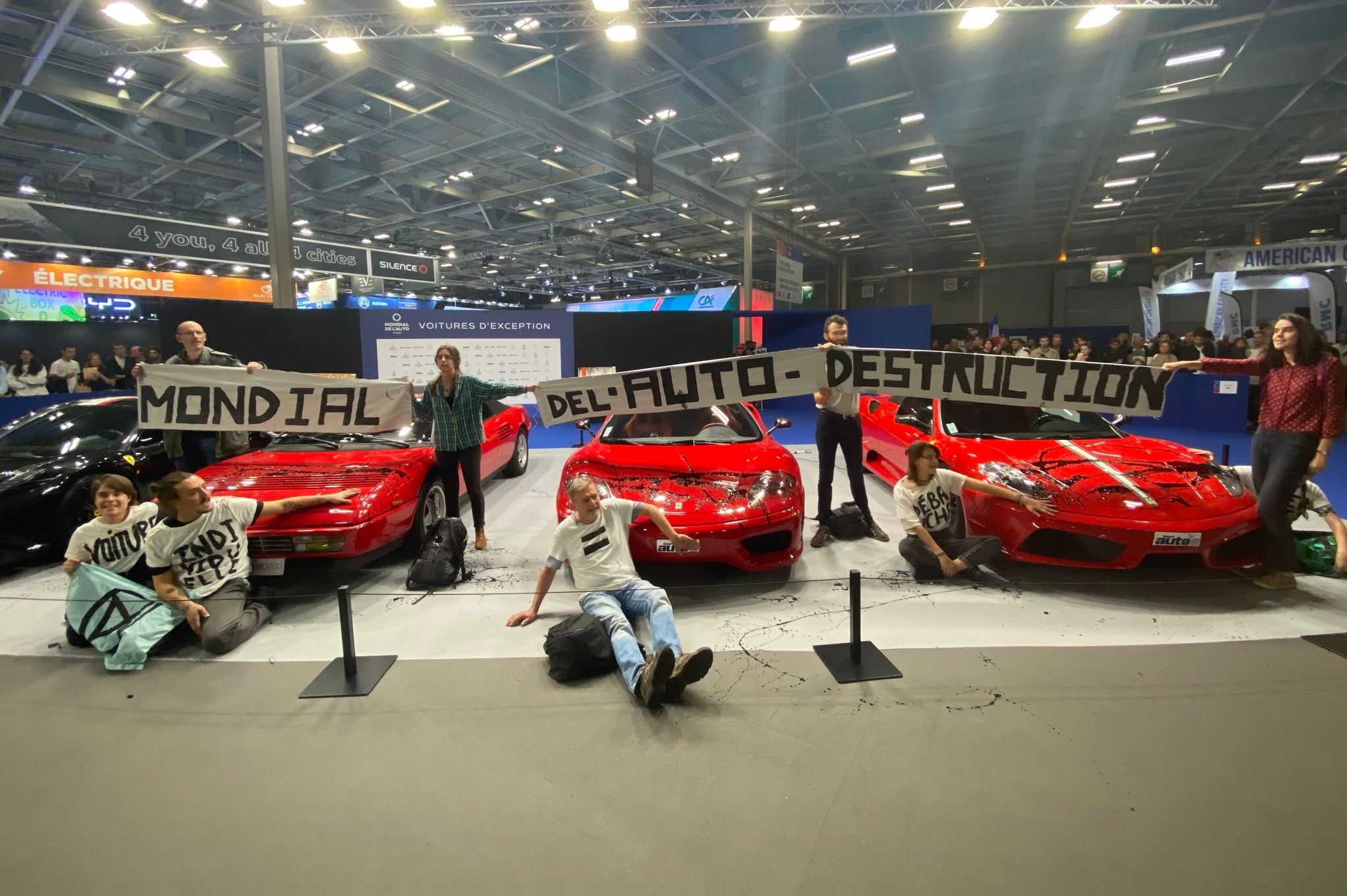 Climate Activists Glued Themselves To Classic Ferraris At Paris Motor Show
