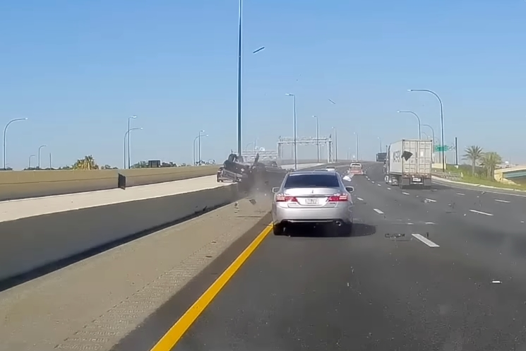 Defender Crash Watch A Land Rover Defender 110 Roll Six Times Across A Highway In ...