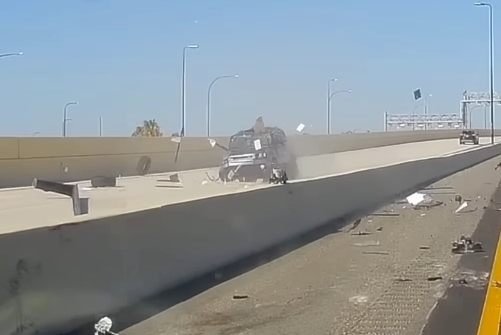 Defender Crash Watch A Land Rover Defender 110 Roll Six Times Across A Highway In ...