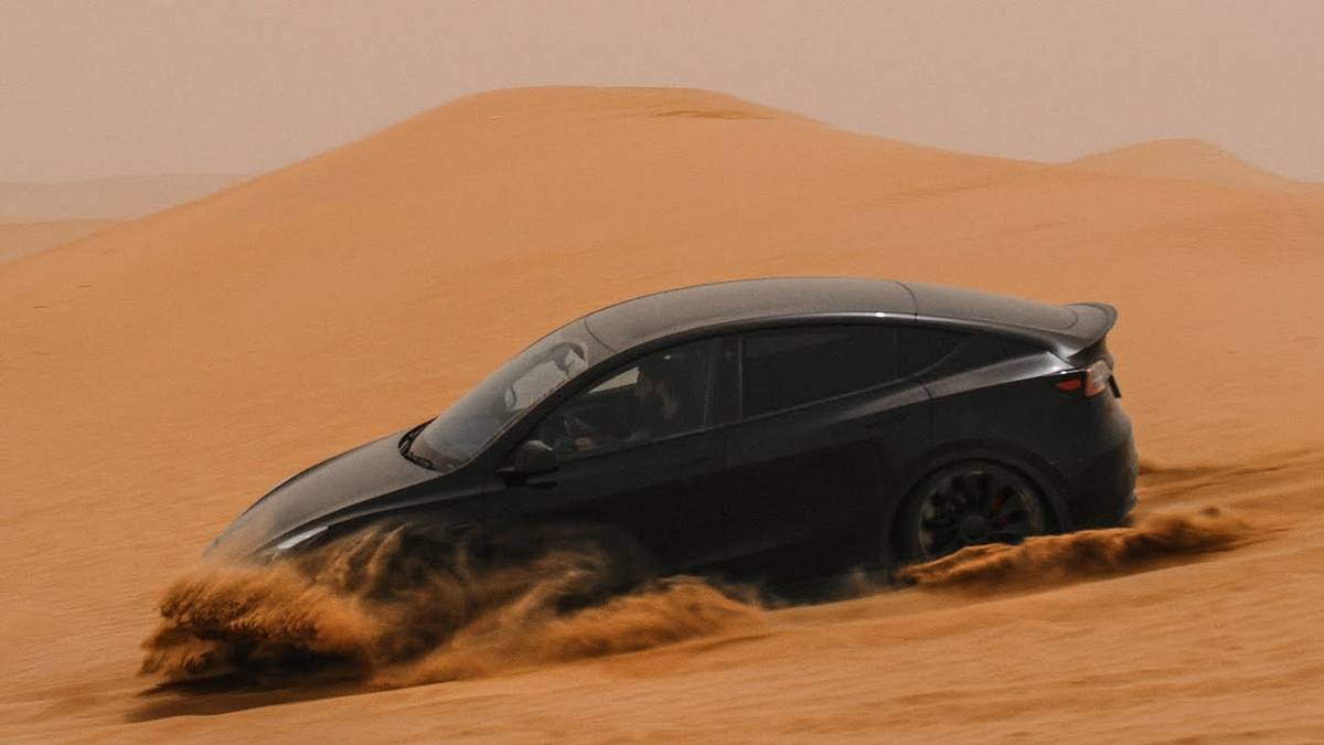 Tesla Took Its Entire Range Sand Surfing In The Scorching UAE Desert