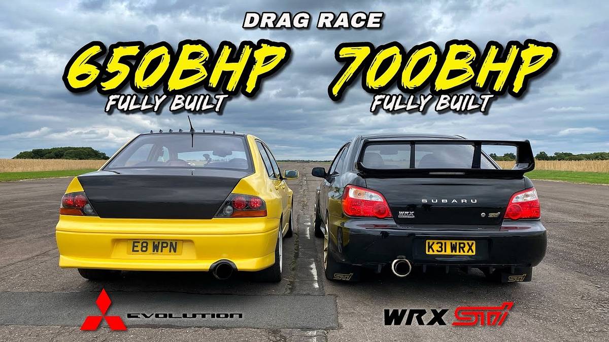 1,350-HP JDM Drag Race: Subaru WRX STI Vs. Mitsubishi Lancer Evo 8