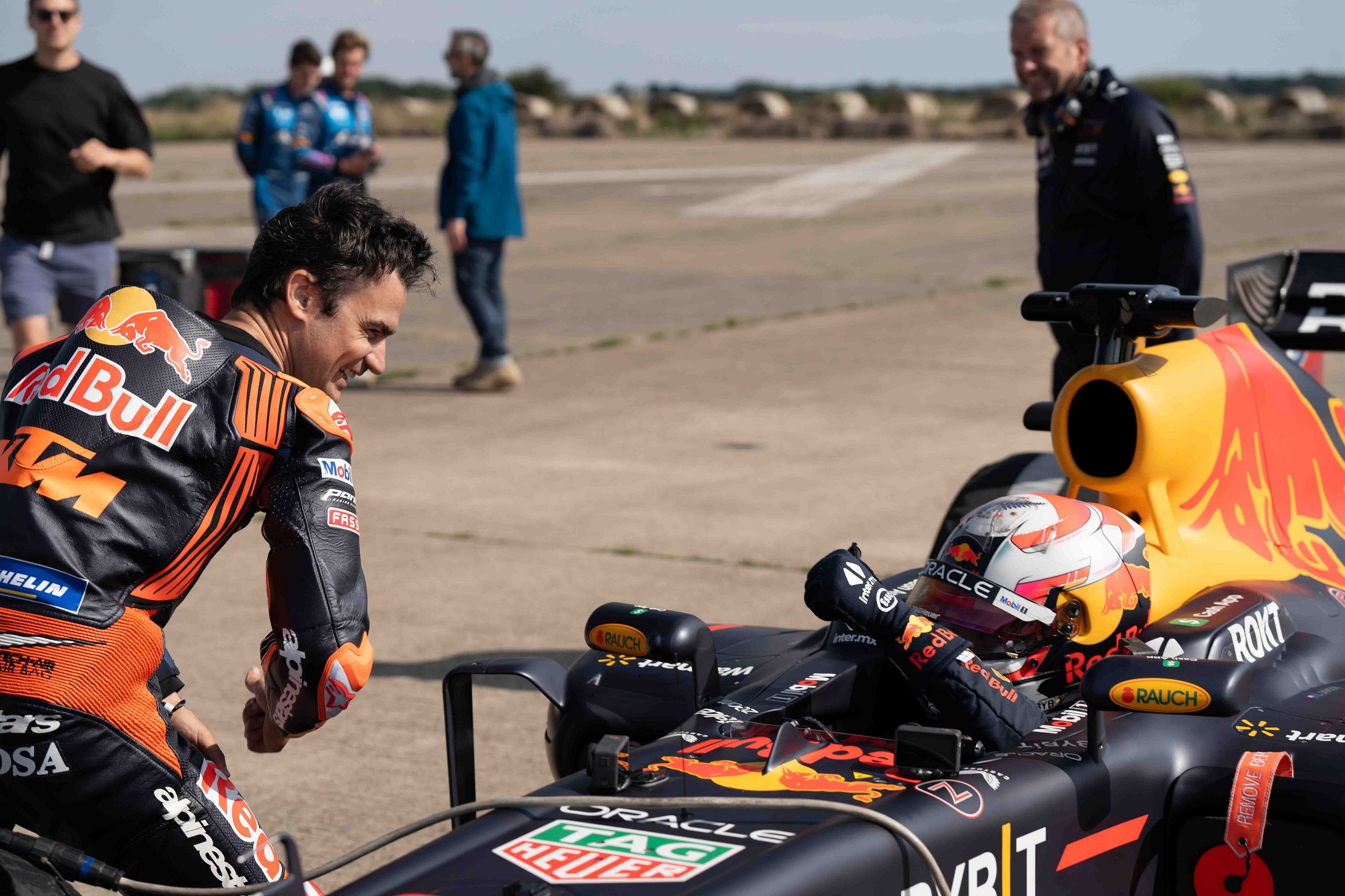 Red Bull F1 Car, MotoGP Bike, Rally Cars, And SuperVan Go Dragging