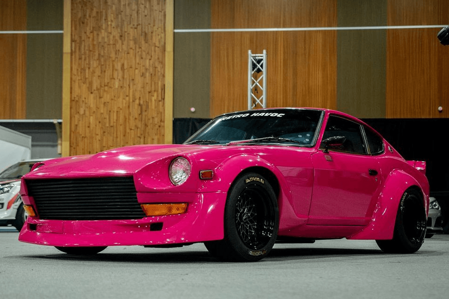 Pink Widebody Datsun 240Z Powered By Classic Nissan V8 Engine