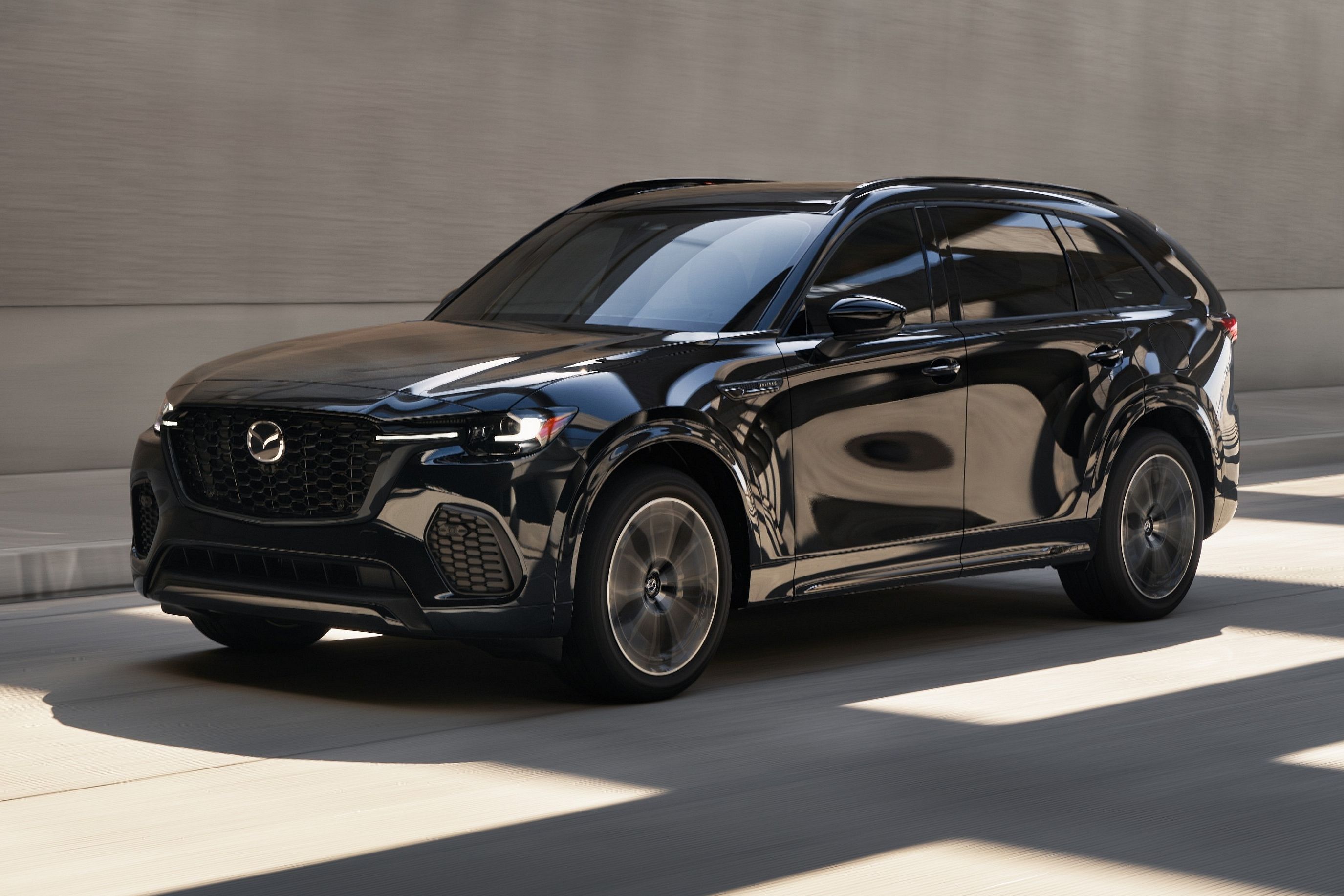 2025 Mazda CX-70 driving view front angle exterior view