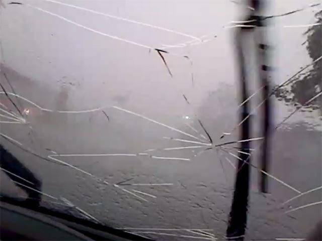 Watch A Hail Storm With Golf Ball-Sized Stones Destroy A Car's Windshield