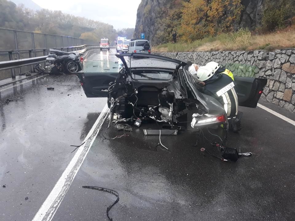 Audi R8 Splits In Half In Massive Crash