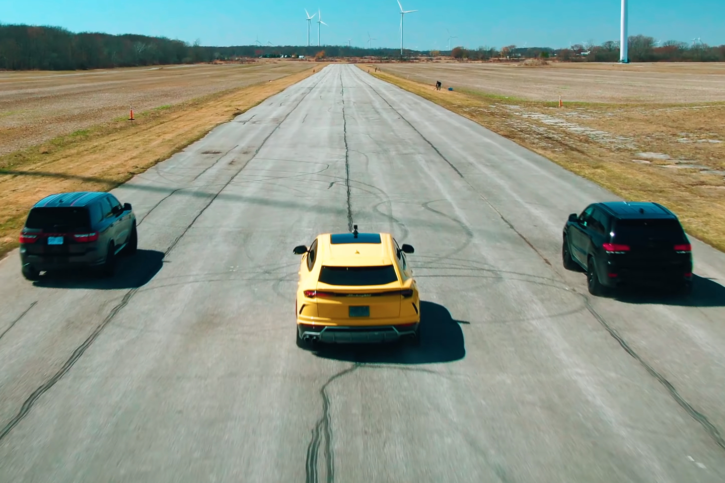 Drag Race: Lamborghini Urus Vs. Dodge Durango Hellcat Vs. Jeep Trackhawk