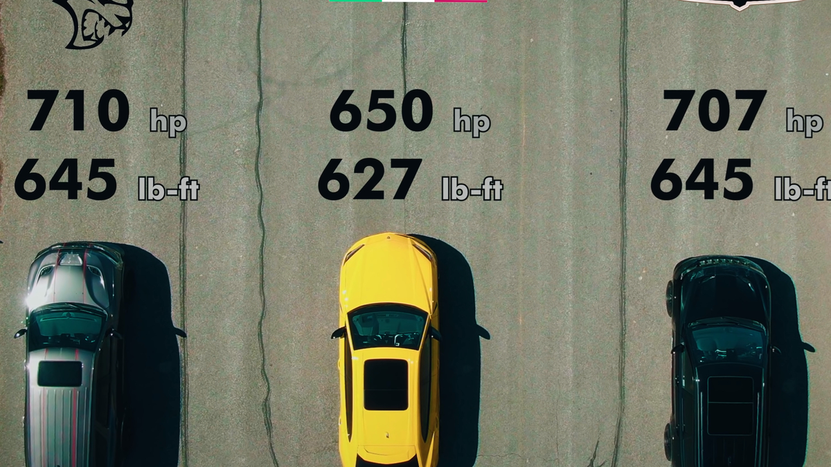 Drag Race: Lamborghini Urus Vs. Dodge Durango Hellcat Vs. Jeep Trackhawk